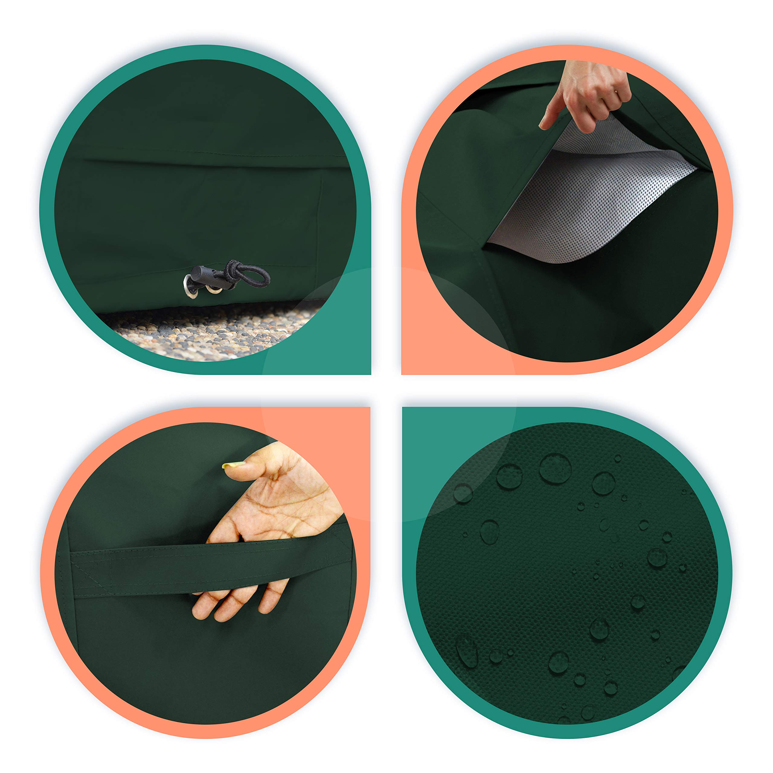 Patio Umbrella/Parasol Cover 18 Oz Waterproof - 100% UV & Weather Resistant - Heavy Duty Umbrella Cover with Air Pockets and Drawstring for Snug fit (Green) - Image 9