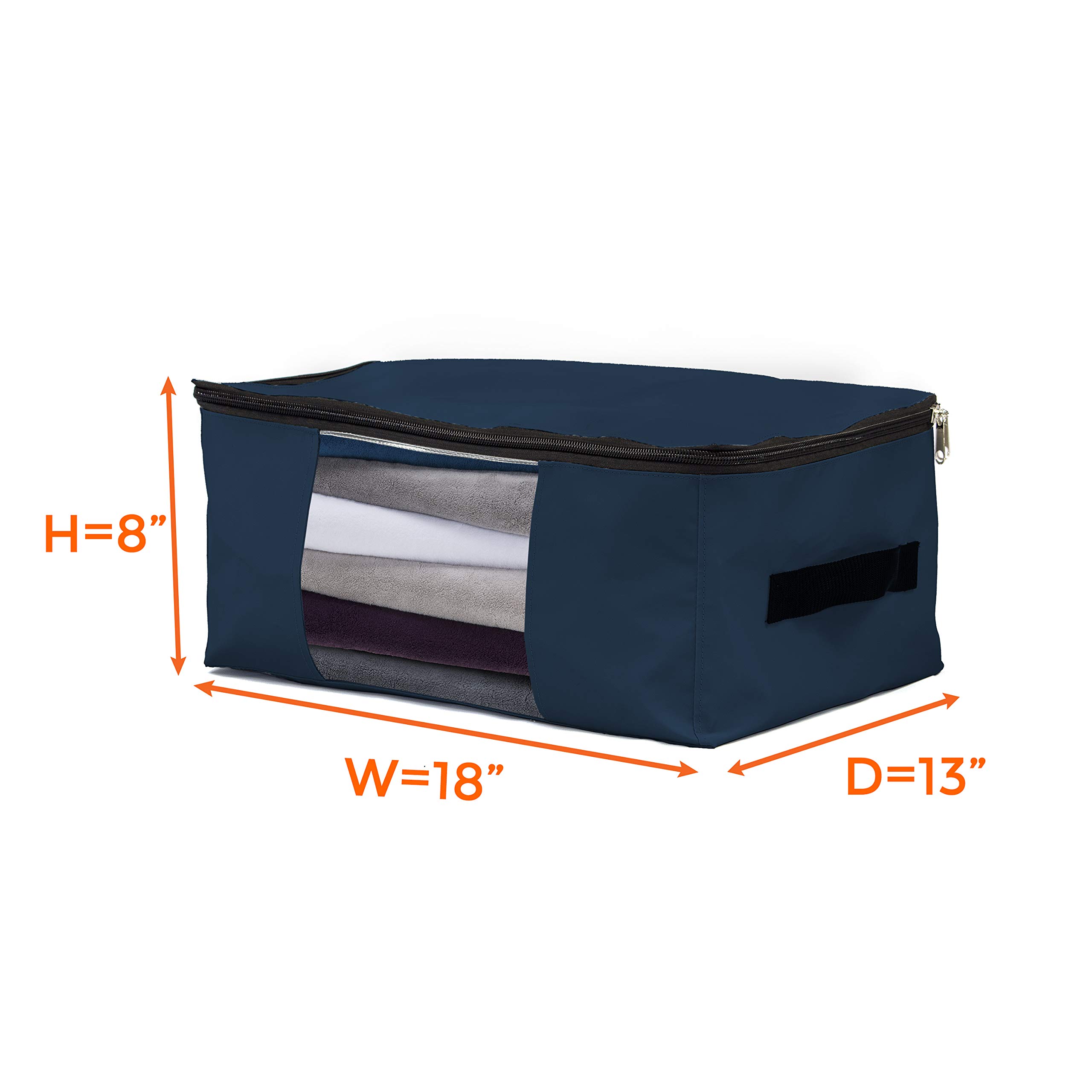 Storage Bag Organizer 12 Oz Pack of 1 - Large Storage Bag with Clear Window & Handle for Clothes, Blankets, Bedrooms & More - Home Organizer Storage Bag Container (18" W x 13" D x 8" H, Blue) - Image 3
